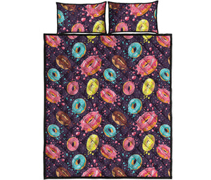 Sprinkles Donut Pattern Print Quilt Bed Set