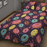 Sprinkles Donut Pattern Print Quilt Bed Set