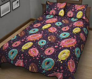 Sprinkles Donut Pattern Print Quilt Bed Set