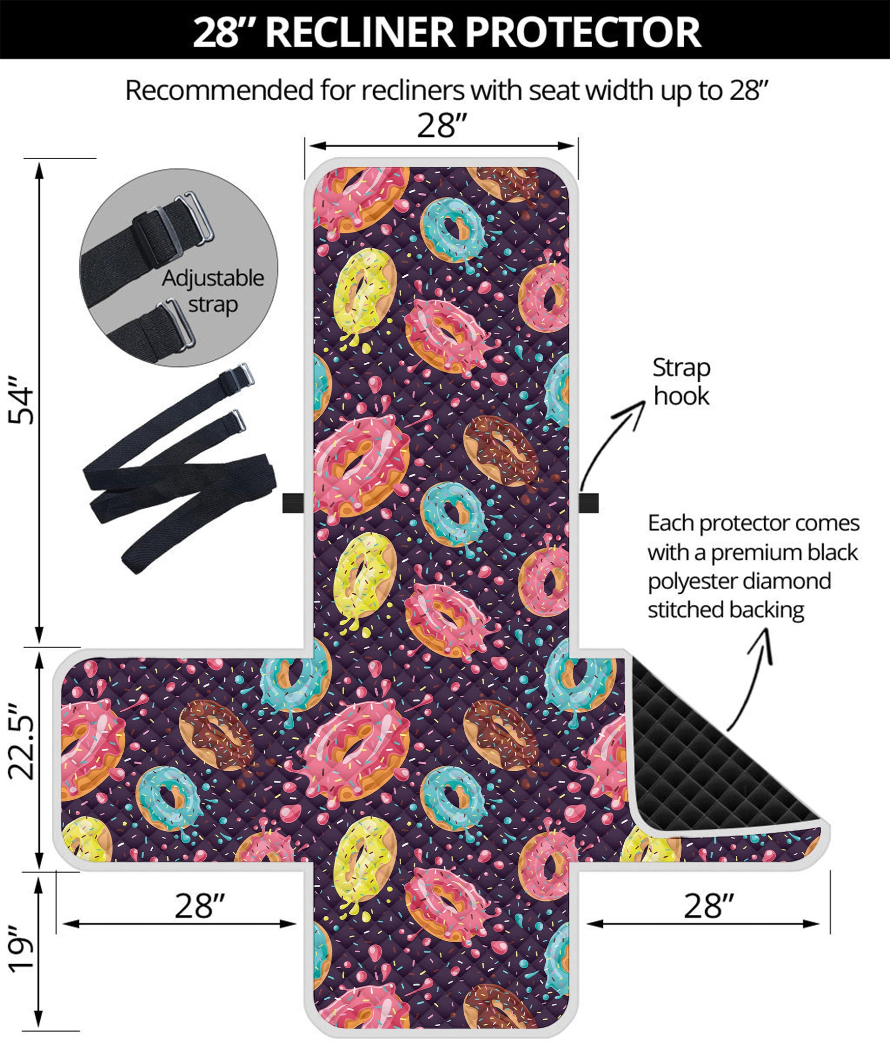 Sprinkles Donut Pattern Print Recliner Protector