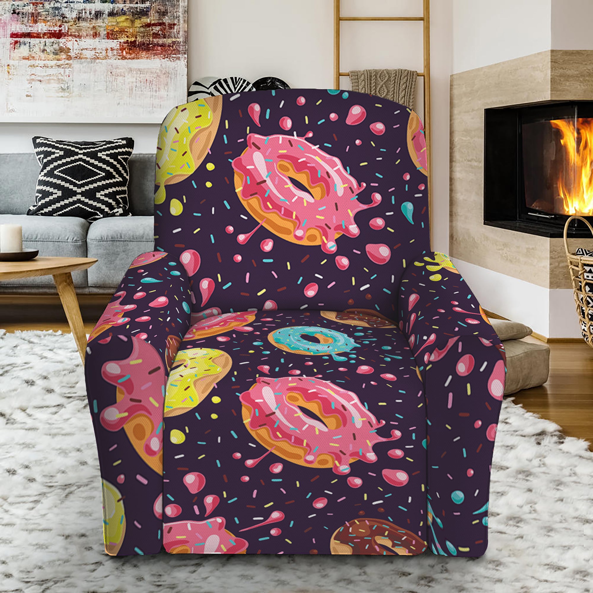 Sprinkles Donut Pattern Print Recliner Slipcover