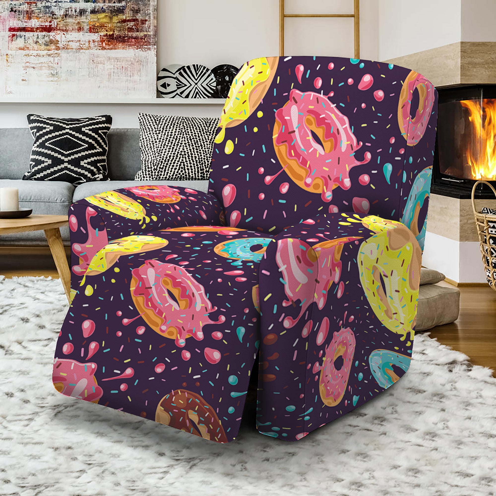 Sprinkles Donut Pattern Print Recliner Slipcover