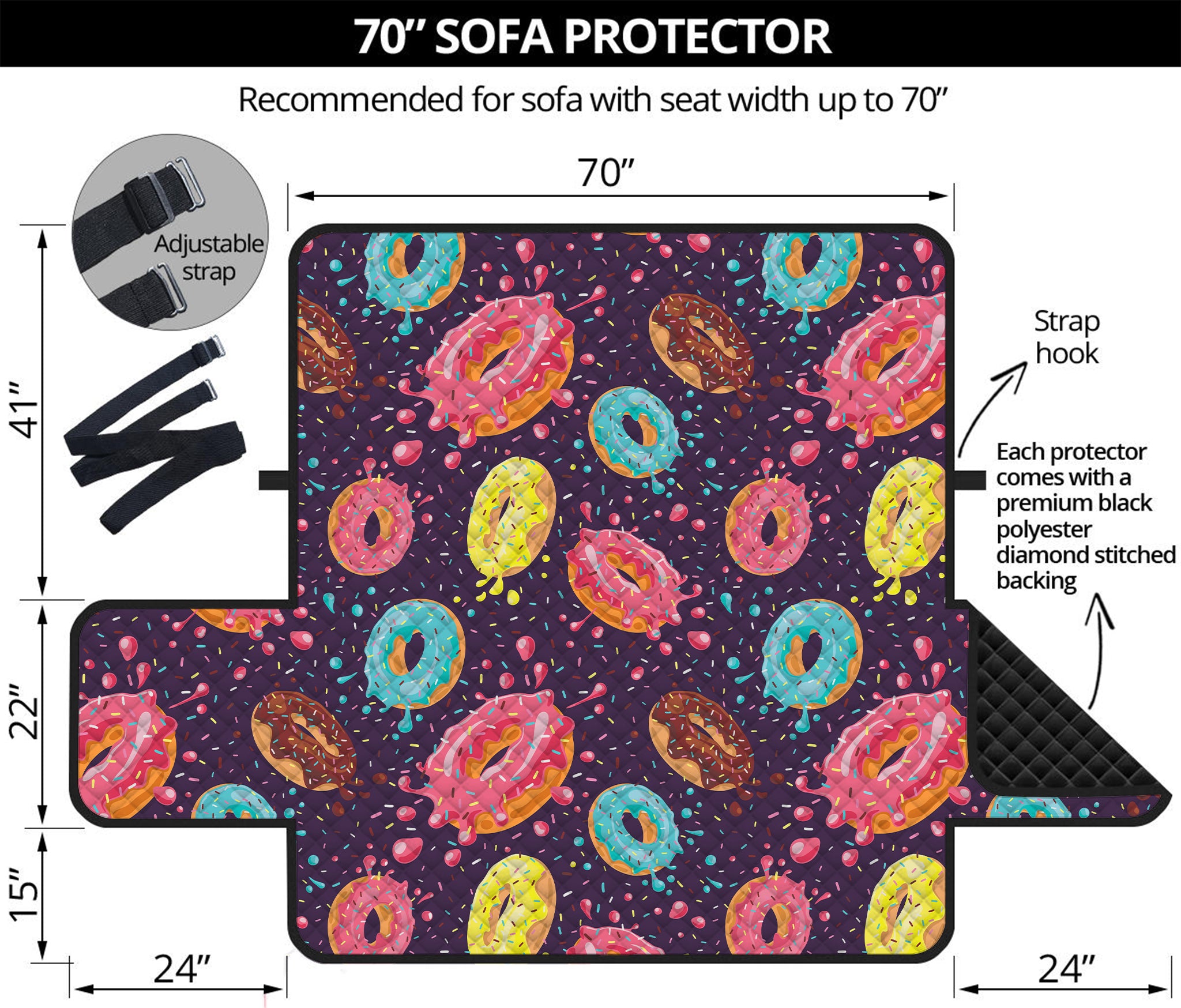 Sprinkles Donut Pattern Print Sofa Protector