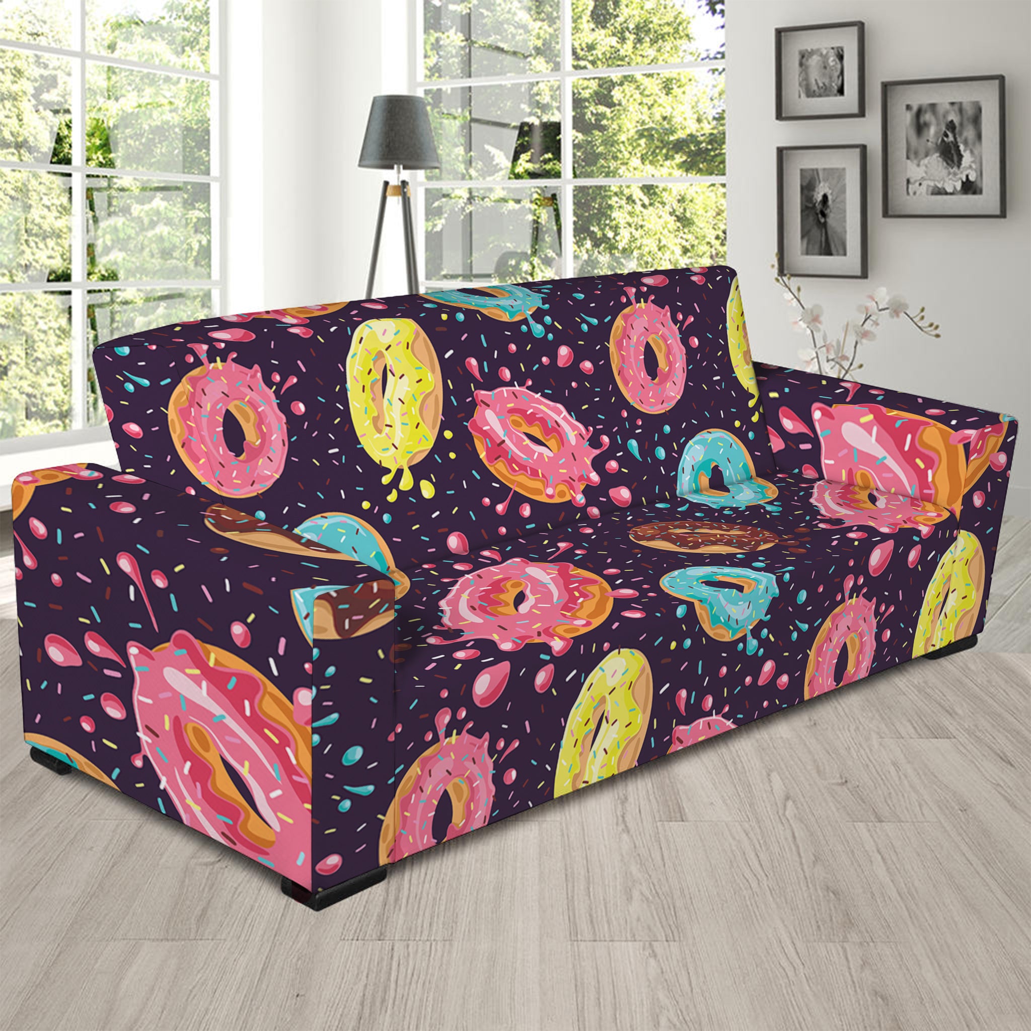 Sprinkles Donut Pattern Print Sofa Slipcover