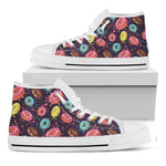 Sprinkles Donut Pattern Print White High Top Shoes