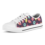 Sprinkles Donut Pattern Print White Low Top Shoes