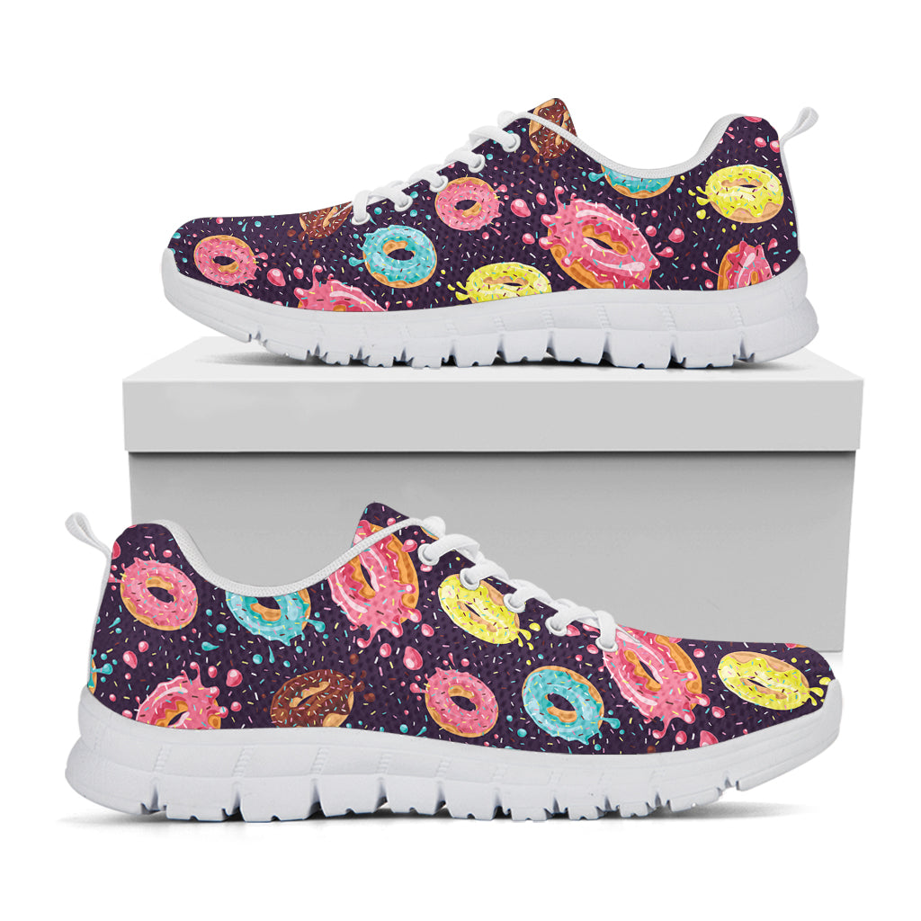 Sprinkles Donut Pattern Print White Sneakers