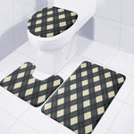 Spruce Blue And Beige Argyle Print 3 Piece Bath Mat Set