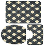 Spruce Blue And Beige Argyle Print 3 Piece Bath Mat Set