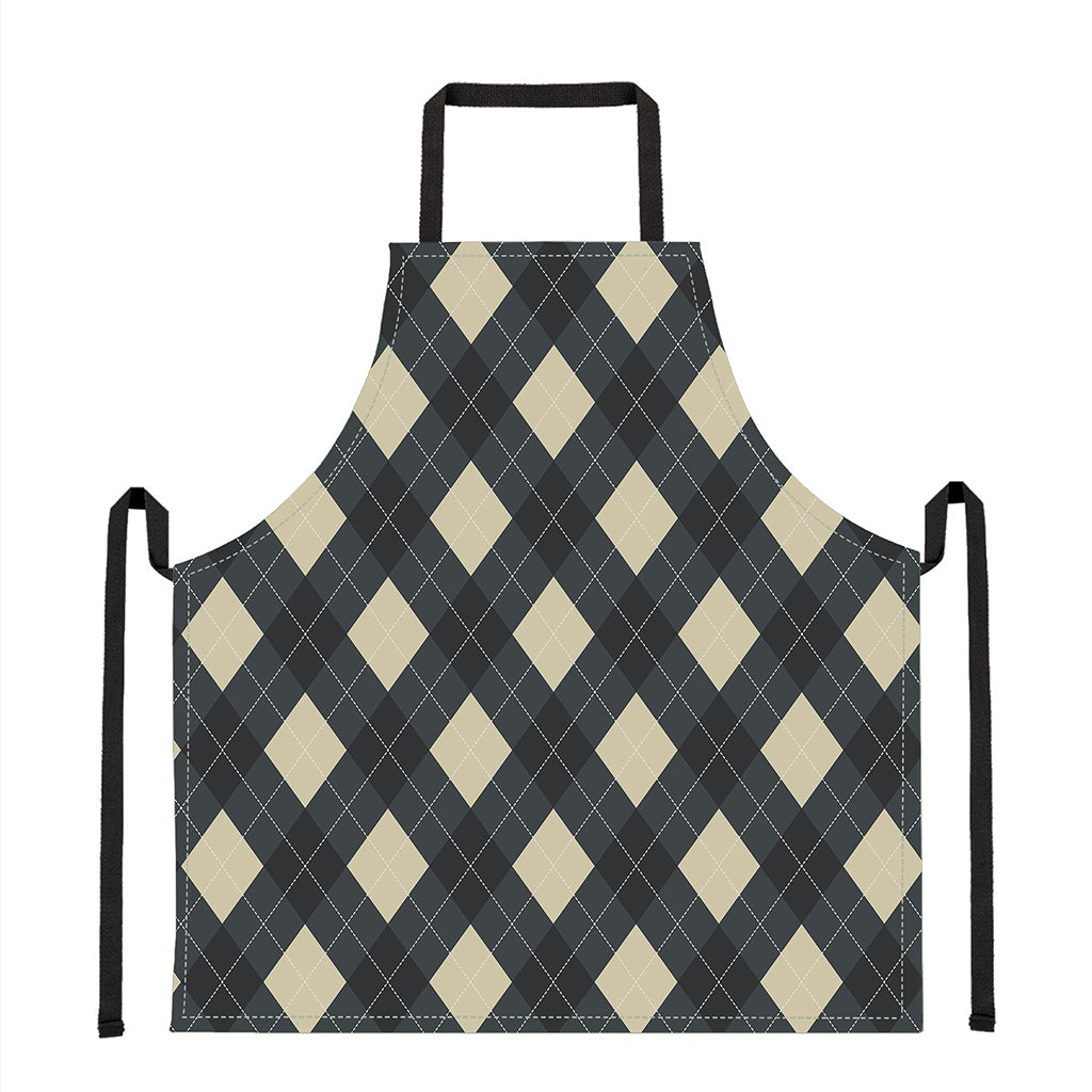 Spruce Blue And Beige Argyle Print Apron