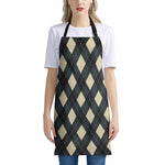 Spruce Blue And Beige Argyle Print Apron