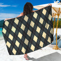 Spruce Blue And Beige Argyle Print Beach Sarong Wrap