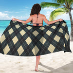 Spruce Blue And Beige Argyle Print Beach Sarong Wrap