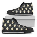 Spruce Blue And Beige Argyle Print Black High Top Sneakers