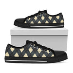 Spruce Blue And Beige Argyle Print Black Low Top Shoes