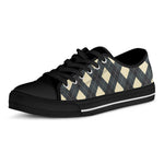 Spruce Blue And Beige Argyle Print Black Low Top Shoes