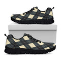 Spruce Blue And Beige Argyle Print Black Running Shoes