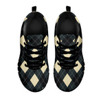 Spruce Blue And Beige Argyle Print Black Sneakers