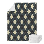 Spruce Blue And Beige Argyle Print Blanket