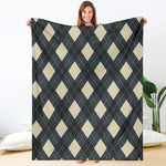 Spruce Blue And Beige Argyle Print Blanket