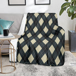 Spruce Blue And Beige Argyle Print Blanket