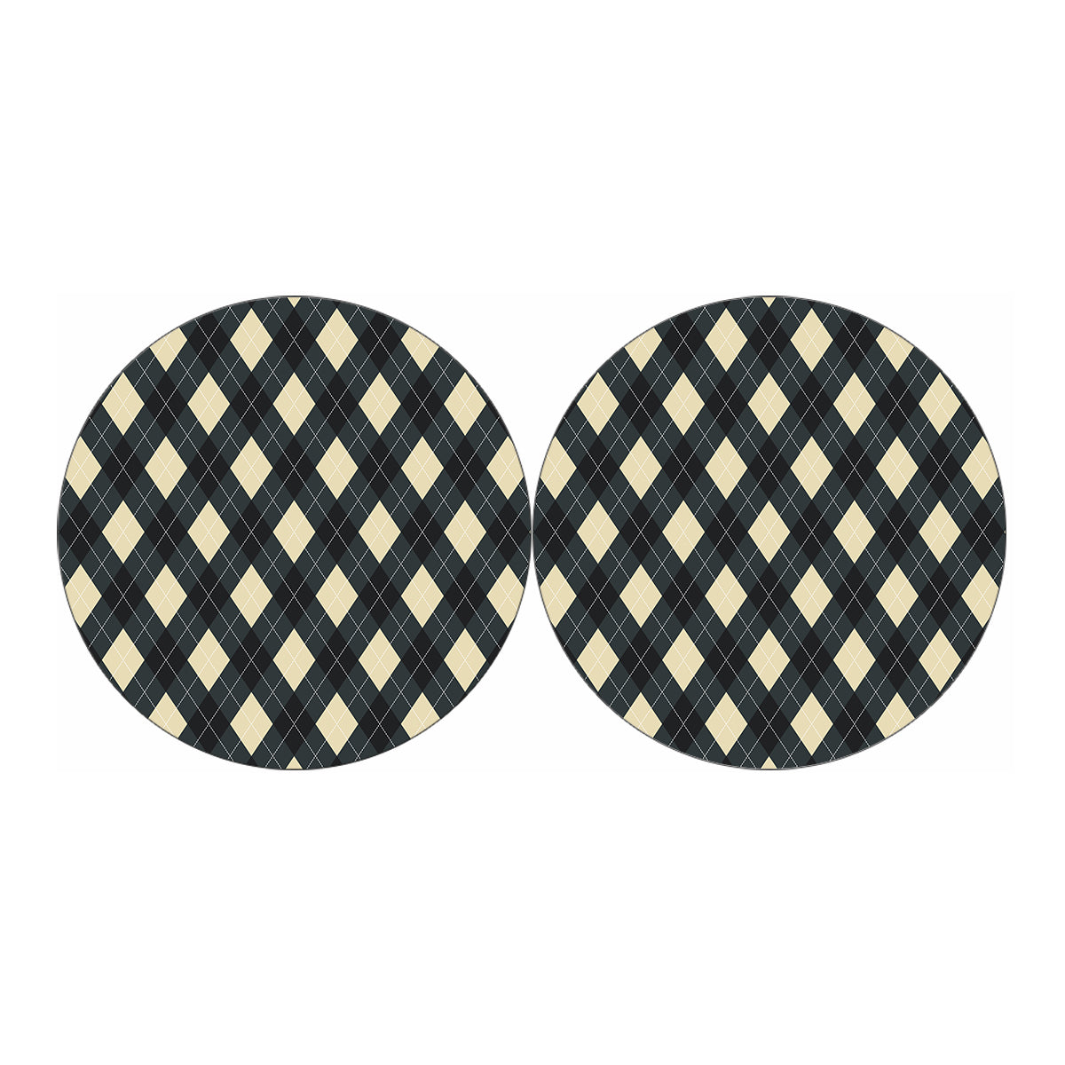 Spruce Blue And Beige Argyle Print Car Coasters