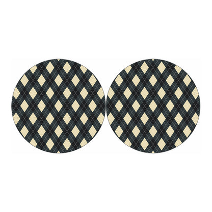 Spruce Blue And Beige Argyle Print Car Coasters