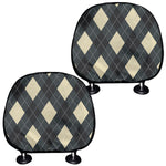 Spruce Blue And Beige Argyle Print Car Headrest Covers