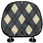 Spruce Blue And Beige Argyle Print Car Headrest Covers