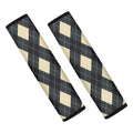 Spruce Blue And Beige Argyle Print Car Seat Belt Covers