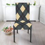 Spruce Blue And Beige Argyle Print Dining Chair Slipcover