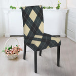 Spruce Blue And Beige Argyle Print Dining Chair Slipcover