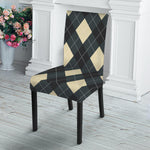 Spruce Blue And Beige Argyle Print Dining Chair Slipcover