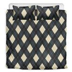 Spruce Blue And Beige Argyle Print Duvet Cover Bedding Set