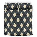 Spruce Blue And Beige Argyle Print Duvet Cover Bedding Set
