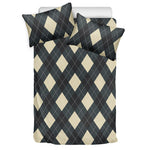 Spruce Blue And Beige Argyle Print Duvet Cover Bedding Set