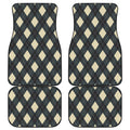 Spruce Blue And Beige Argyle Print Front and Back Car Floor Mats