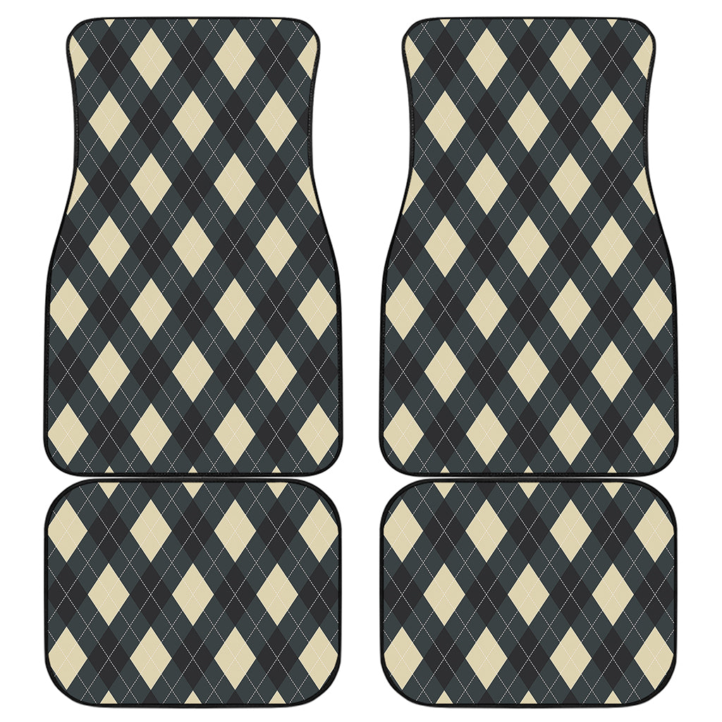 Spruce Blue And Beige Argyle Print Front and Back Car Floor Mats
