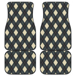 Spruce Blue And Beige Argyle Print Front and Back Car Floor Mats