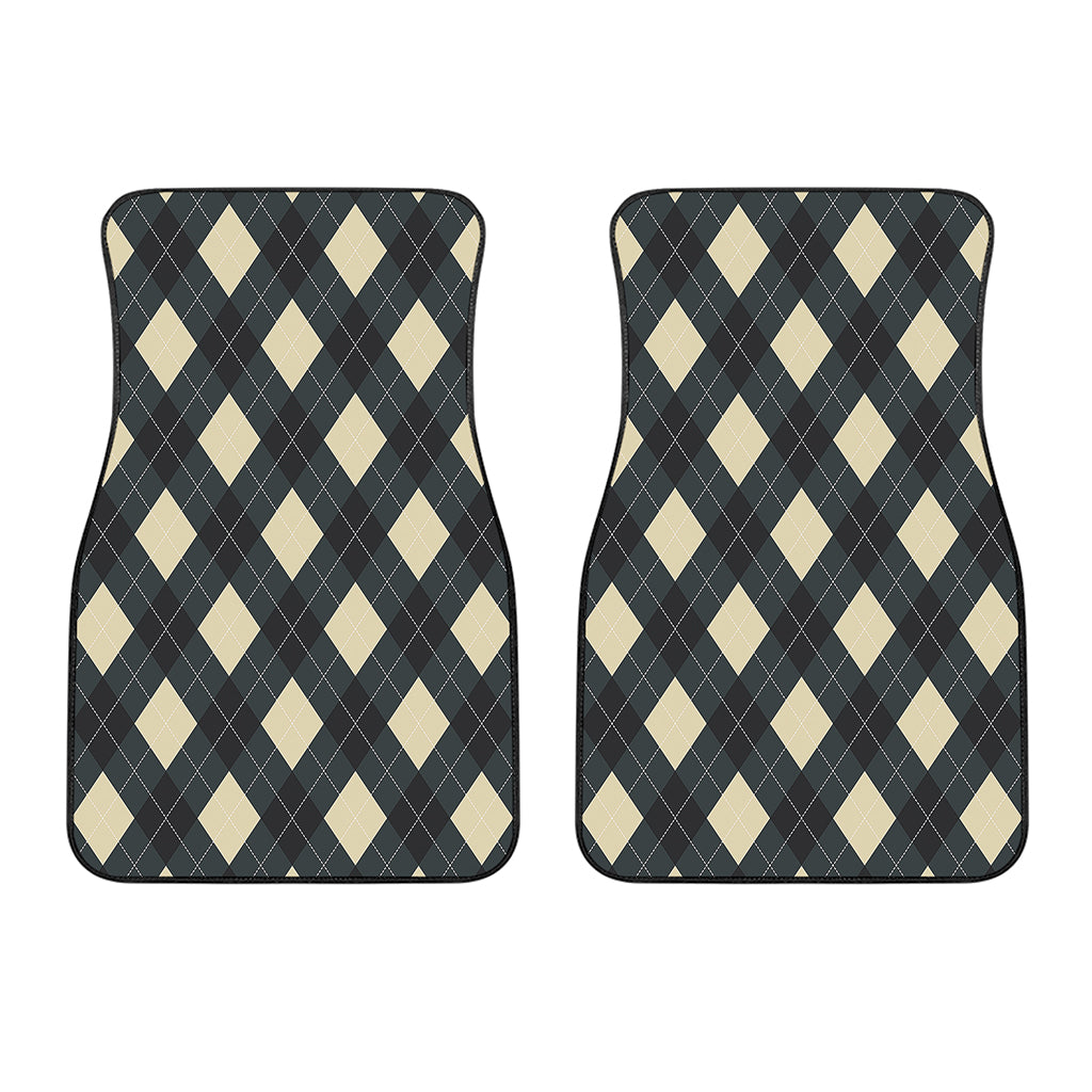 Spruce Blue And Beige Argyle Print Front Car Floor Mats