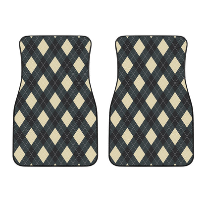 Spruce Blue And Beige Argyle Print Front Car Floor Mats