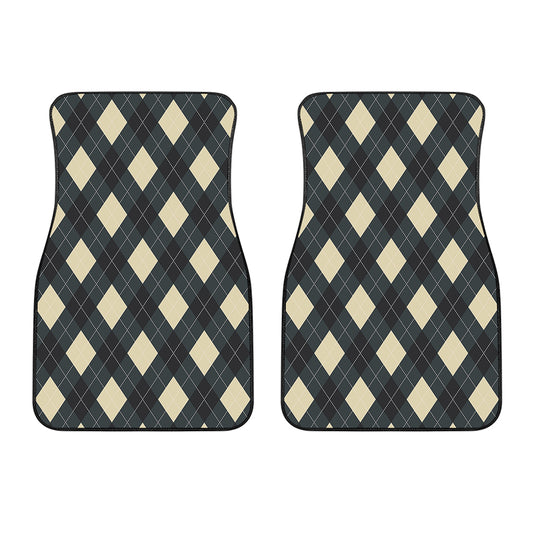 Spruce Blue And Beige Argyle Print Front Car Floor Mats