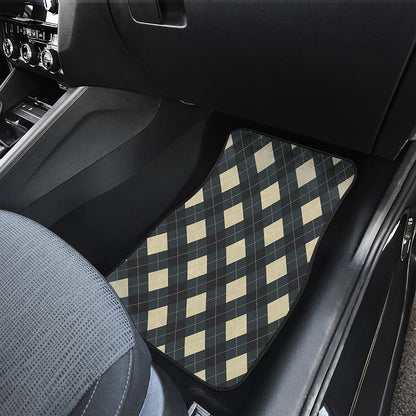 Spruce Blue And Beige Argyle Print Front Car Floor Mats