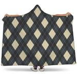 Spruce Blue And Beige Argyle Print Hooded Blanket