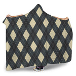 Spruce Blue And Beige Argyle Print Hooded Blanket