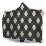 Spruce Blue And Beige Argyle Print Hooded Blanket