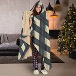 Spruce Blue And Beige Argyle Print Hooded Blanket