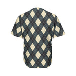 Spruce Blue And Beige Argyle Print Men's Baseball Jersey