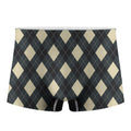 Spruce Blue And Beige Argyle Print Men's Boxer Briefs
