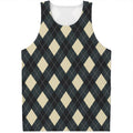 Spruce Blue And Beige Argyle Print Men's Tank Top